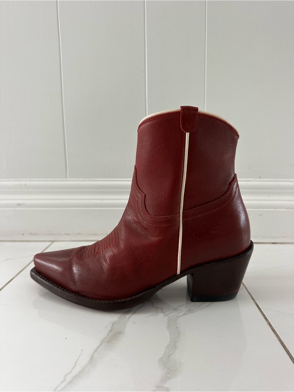 Tecovas The Daisy Scarlet (Red) Ankle Boots - Picture 3 of 10
